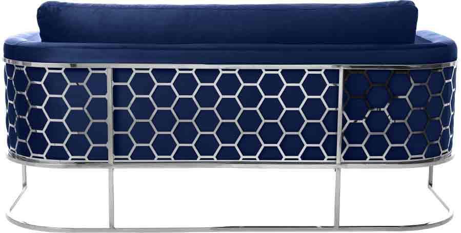 Meridian Furniture - Casa 3 Piece Living Room Set In Navy - 691Navy-S-3Set