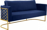 Meridian Furniture - Casa 3 Piece Living Room Set In Navy - 692Navy-S-3Set