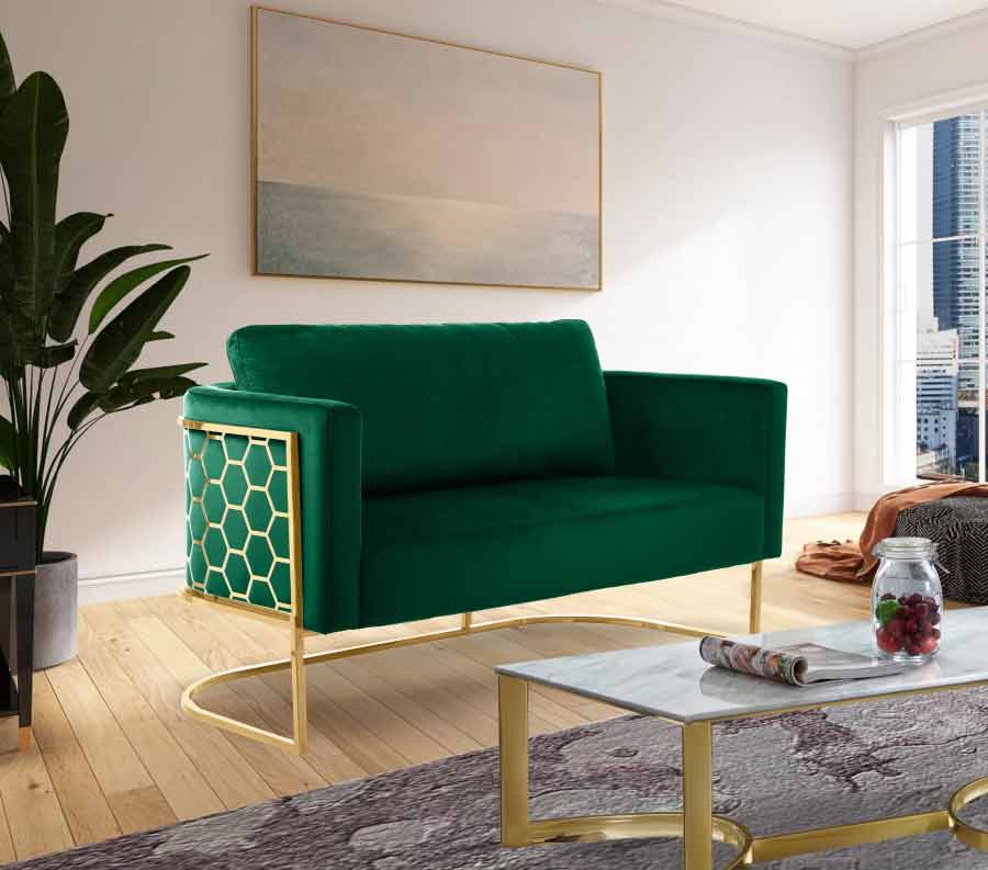 Casa Loveseat In Green - 692Green - L | Meridian | Home Elegance USA