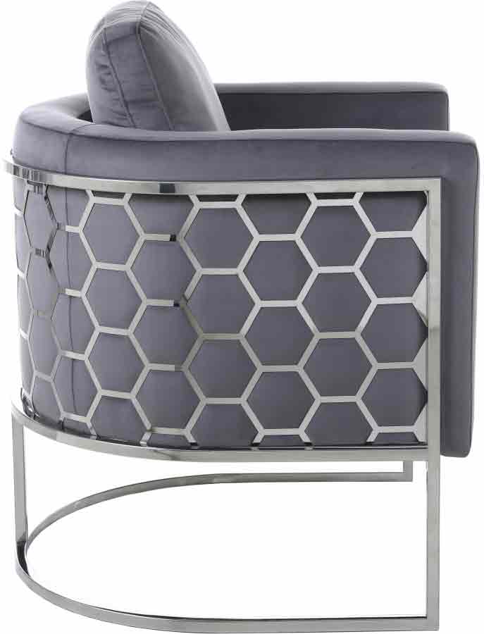 Meridian Furniture - Casa Velvet Chair In Grey - 691Grey-C