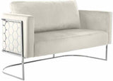 Meridian Furniture - Casa Velvet Loveseat In Cream - 691Cream-L