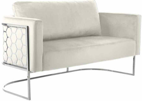 Casa Velvet Loveseat In Cream - 691Cream - L | Meridian | Home Elegance USA