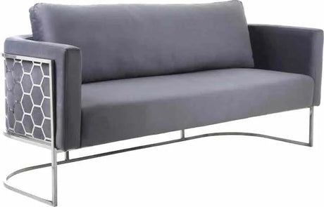 Casa Velvet Sofa In Grey - 691Grey - S | Meridian - 691Grey - S - Home Elegance USA - 1