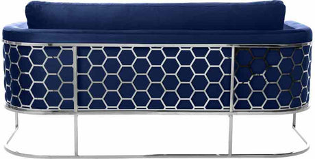 Meridian Furniture - Casa Velvet Sofa In Navy - 691Navy-S