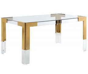 Casper Dining Table Acrylic And Gold - 715-T | Meridian