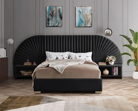 Meridian Furniture - Cleo Velvet King Bed In Black - Cleoblack-K