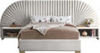 Cleo Velvet King Bed In Cream - Cleocream-K | Meridian