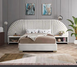 Meridian Furniture - Cleo Velvet King Bed In Cream - Cleocream-K