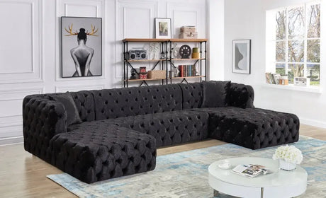 Meridian Furniture - Coco 3 Piece Sectional In Black - 676Black-Sectional