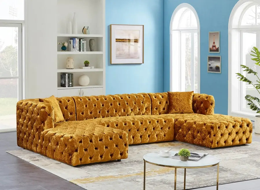 Meridian Furniture - Coco 3 Piece Sectional In Gold - 676Gold-Sectional