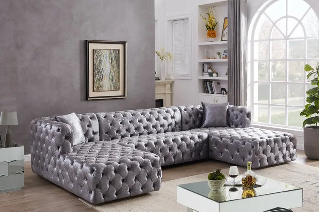 Meridian Furniture - Coco 3 Piece Sectional In Grey - 676Grey-Sectional