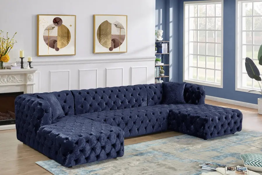 Meridian Furniture - Coco 3 Piece Sectional In Navy - 676Navy-Sectional