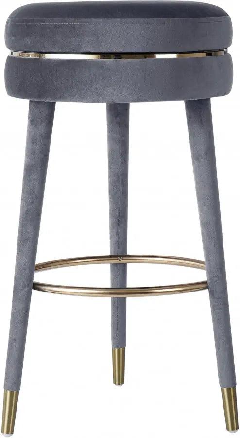 Meridian Furniture - Coral Velvet Swivel Bar Stool In Grey - 702Grey-C