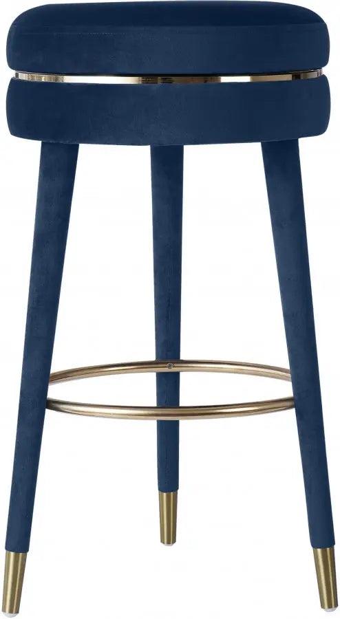 Meridian Furniture - Coral Velvet Swivel Bar Stool In Navy - 702Navy-C