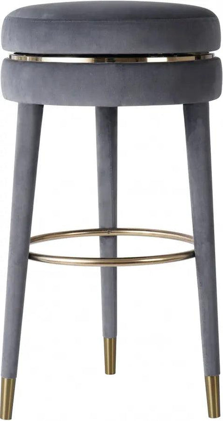 Meridian Furniture - Coral Velvet Swivel Counter Stool In Grey - 701Grey-C