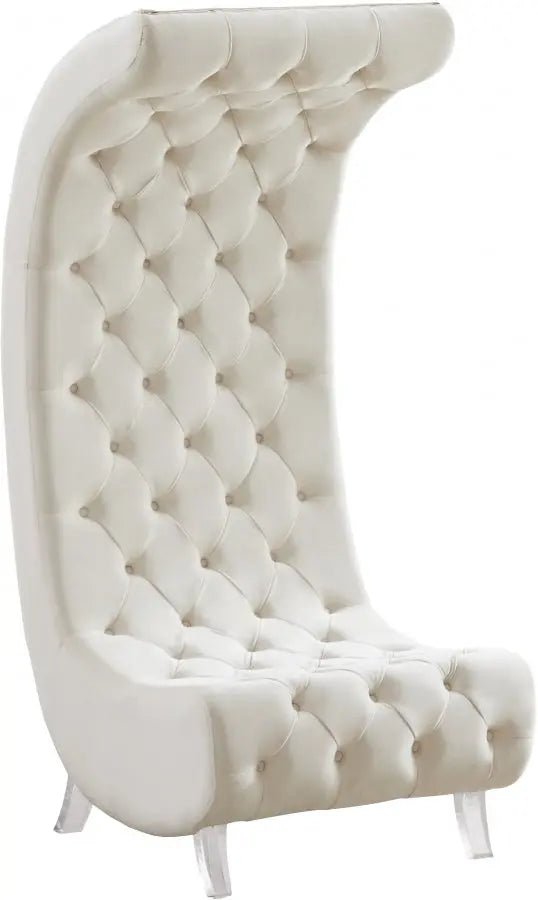 Crescent Velvet Chair In Cream - 568Cream - C | Meridian - 568Cream - C - Home Elegance USA - 1