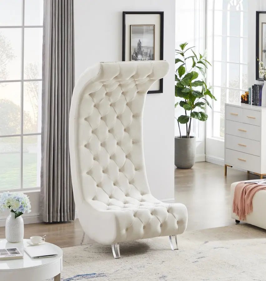 Crescent Velvet Chair In Cream - 568Cream - C | Meridian - 568Cream - C - Home Elegance USA - 2