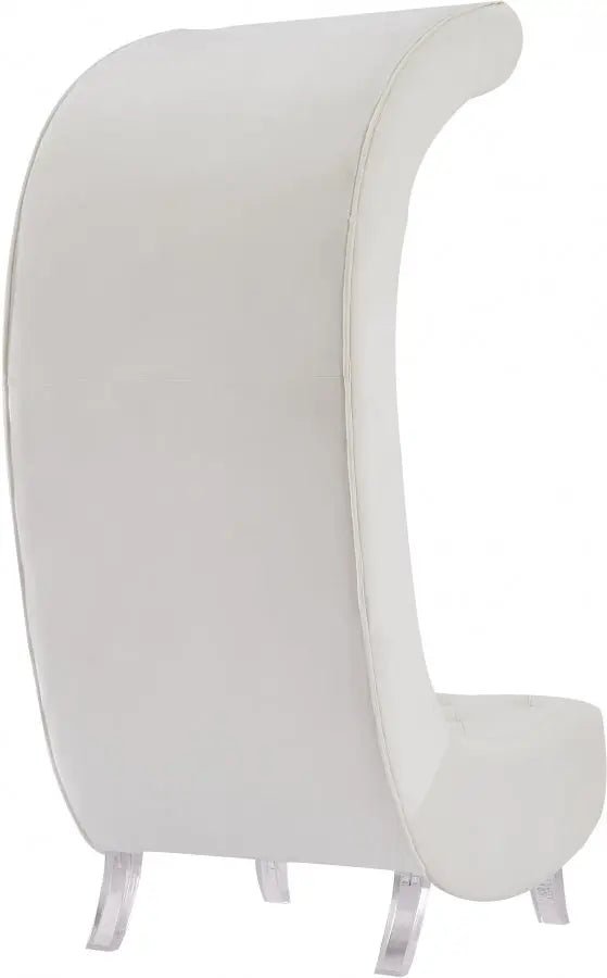 Crescent Velvet Chair In Cream - 568Cream - C | Meridian - 568Cream - C - Home Elegance USA - 5