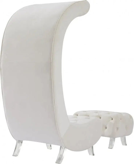 Crescent Velvet Chair In Cream - 568Cream - C | Meridian - 568Cream - C - Home Elegance USA - 6