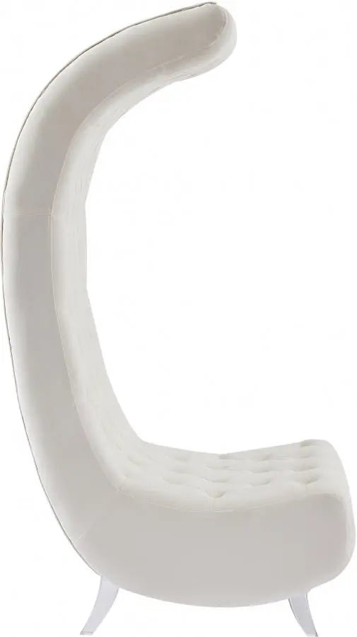 Crescent Velvet Chair In Cream - 568Cream - C | Meridian - 568Cream - C - Home Elegance USA - 7