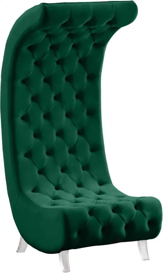 Crescent Velvet Chair In Green - 568Green - C | Meridian - 568Green - C - Home Elegance USA - 1