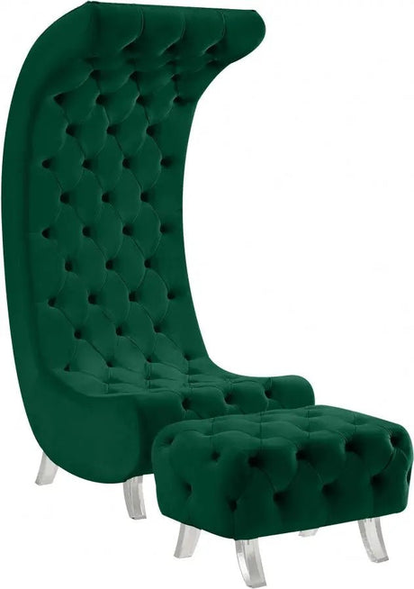 Crescent Velvet Chair In Green - 568Green - C | Meridian - 568Green - C - Home Elegance USA - 2