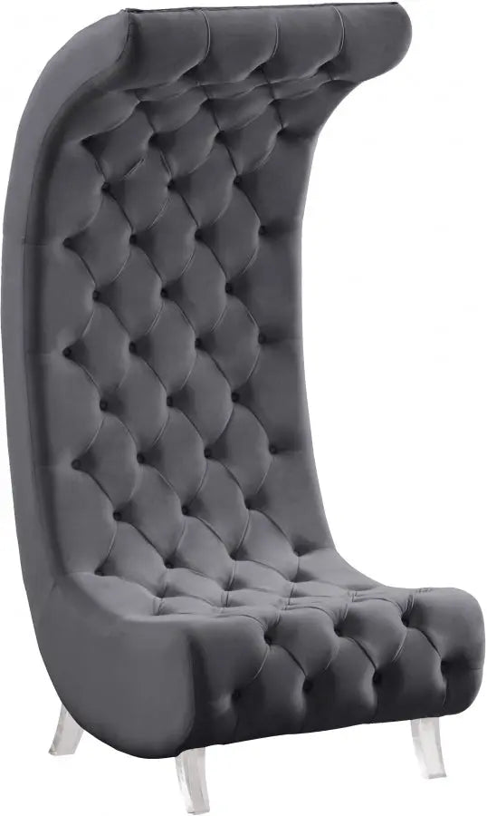 Crescent Velvet Chair In Grey - 568Grey - C | Meridian - 568Grey - C - Home Elegance USA - 1