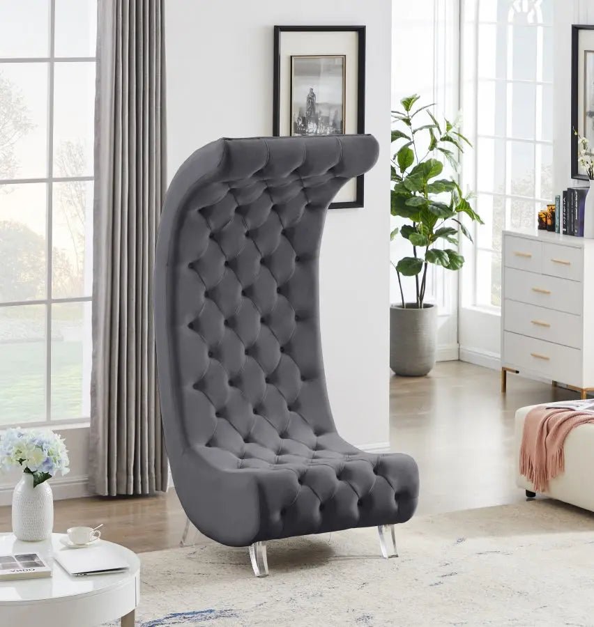 Crescent Velvet Chair In Grey - 568Grey - C | Meridian - 568Grey - C - Home Elegance USA - 2