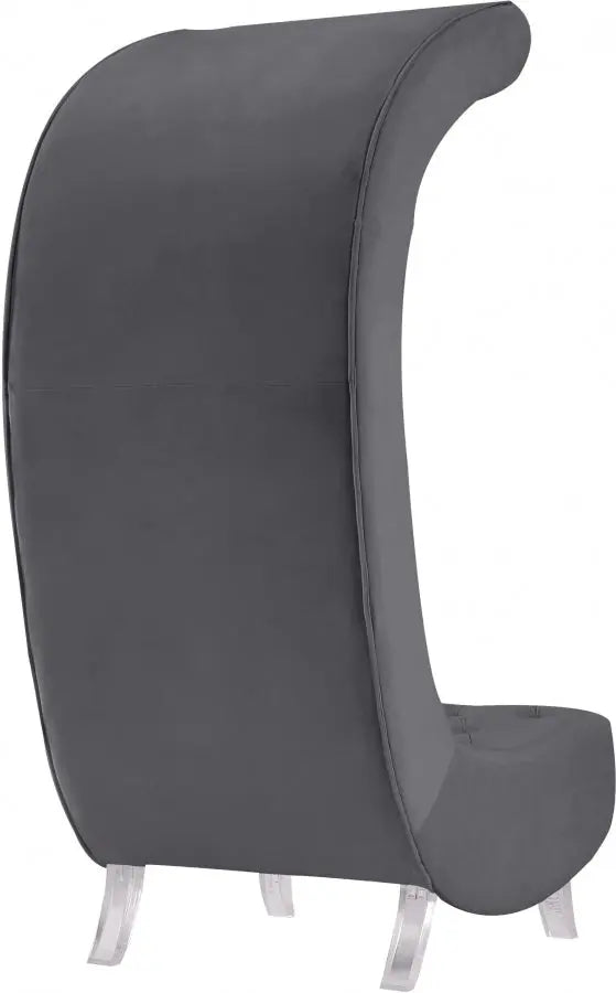 Crescent Velvet Chair In Grey - 568Grey - C | Meridian - 568Grey - C - Home Elegance USA - 4