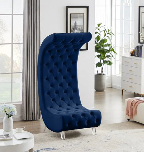 Crescent Velvet Chair In Navy - 568Navy - C | Meridian - 568Navy - C - Home Elegance USA - 2