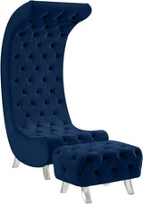 Crescent Velvet Chair In Navy - 568Navy - C | Meridian - 568Navy - C - Home Elegance USA - 3