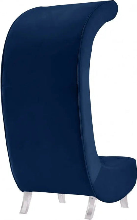 Crescent Velvet Chair In Navy - 568Navy - C | Meridian - 568Navy - C - Home Elegance USA - 5