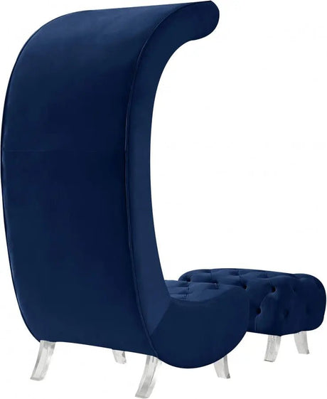 Crescent Velvet Chair In Navy - 568Navy - C | Meridian - 568Navy - C - Home Elegance USA - 6