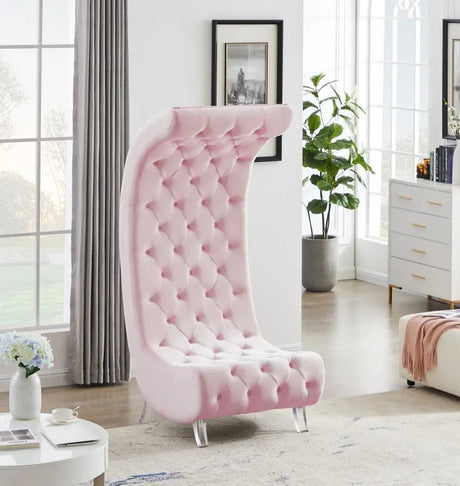 Crescent Velvet Chair In Pink - 568Pink - C | Meridian - 568Pink - C - Home Elegance USA - 2