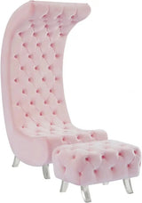 Crescent Velvet Chair In Pink - 568Pink - C | Meridian - 568Pink - C - Home Elegance USA - 3