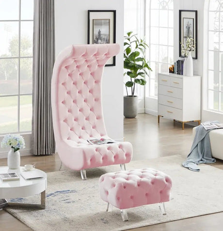 Crescent Velvet Chair In Pink - 568Pink - C | Meridian - 568Pink - C - Home Elegance USA - 4