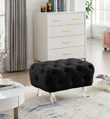 Crescent Velvet Ottoman In Black - 568Black - Ott | Meridian - 568Black - Ott - Home Elegance USA - 2