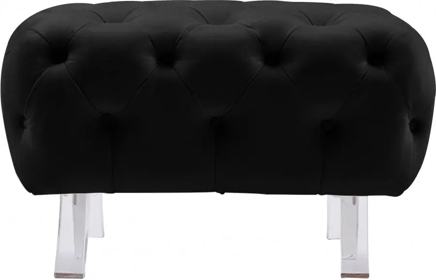 Meridian Furniture - Crescent Velvet Ottoman In Black - 568Black-Ott