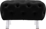 Meridian Furniture - Crescent Velvet Ottoman In Black - 568Black-Ott