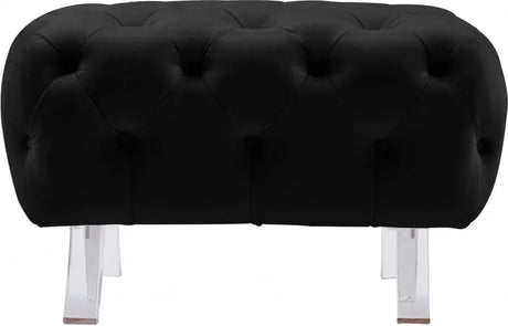 Crescent Velvet Ottoman In Black - 568Black - Ott | Meridian - 568Black - Ott - Home Elegance USA - 5