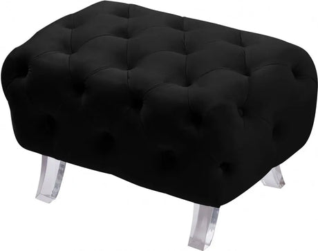 Crescent Velvet Ottoman In Black - 568Black - Ott | Meridian - 568Black - Ott - Home Elegance USA - 6