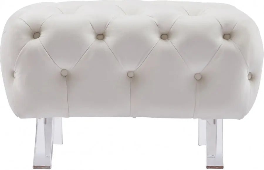 Crescent Velvet Ottoman In Cream - 568Cream - Ott | Meridian - 568Cream - Ott - Home Elegance USA - 4