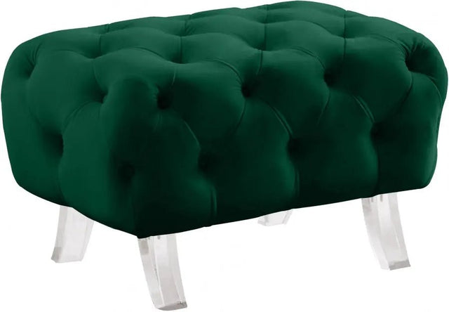 Crescent Velvet Ottoman In Green - 568Green - Ott | Meridian - 568Green - Ott - Home Elegance USA - 1