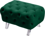 Crescent Velvet Ottoman In Green - 568Green - Ott | Meridian - 568Green - Ott - Home Elegance USA - 4