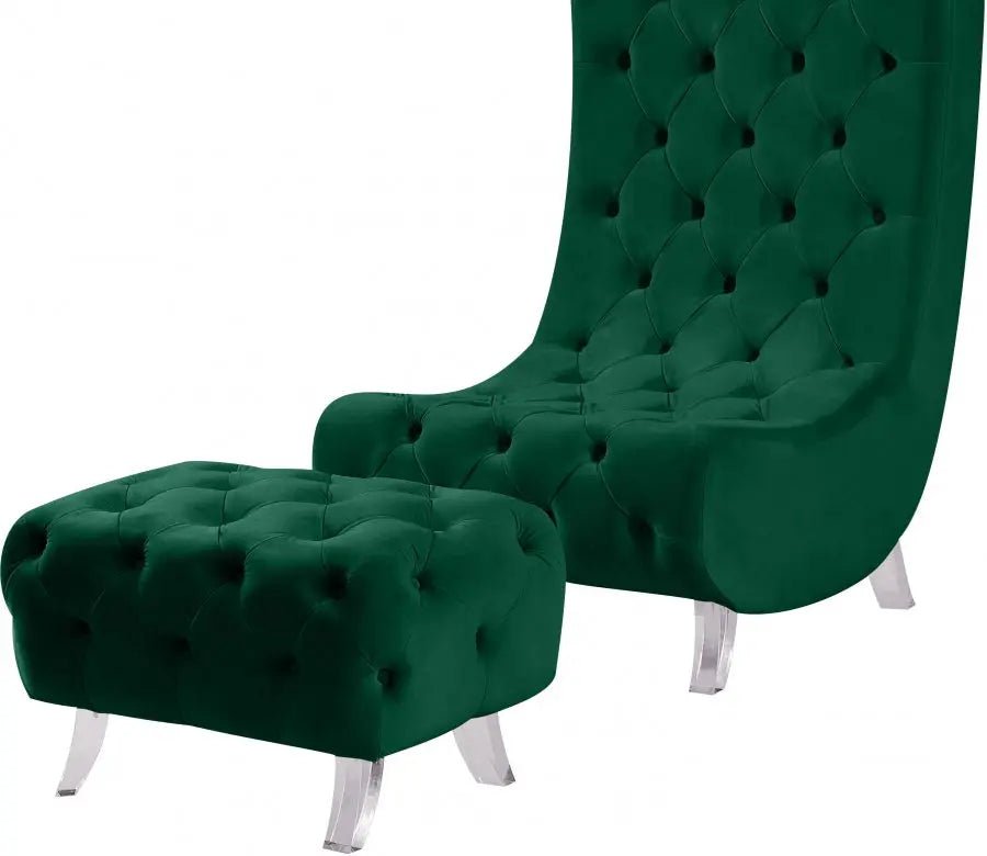 Crescent Velvet Ottoman In Green - 568Green - Ott | Meridian - 568Green - Ott - Home Elegance USA - 5