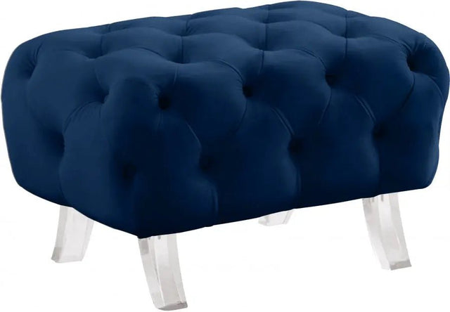 Crescent Velvet Ottoman In Navy - 568Navy - Ott | Meridian - 568Navy - Ott - Home Elegance USA - 1