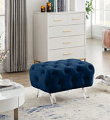 Crescent Velvet Ottoman In Navy - 568Navy - Ott | Meridian - 568Navy - Ott - Home Elegance USA - 2