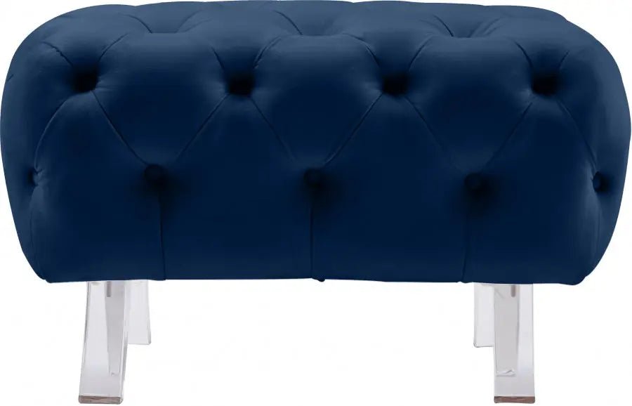 Crescent Velvet Ottoman In Navy - 568Navy - Ott | Meridian - 568Navy - Ott - Home Elegance USA - 4