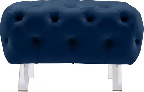 Crescent Velvet Ottoman In Navy - 568Navy - Ott | Meridian - 568Navy - Ott - Home Elegance USA - 4