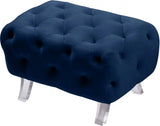 Crescent Velvet Ottoman In Navy - 568Navy - Ott | Meridian - 568Navy - Ott - Home Elegance USA - 5